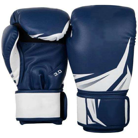 Navy and White Graphic Boxing Gloves with Wide Wrist Support